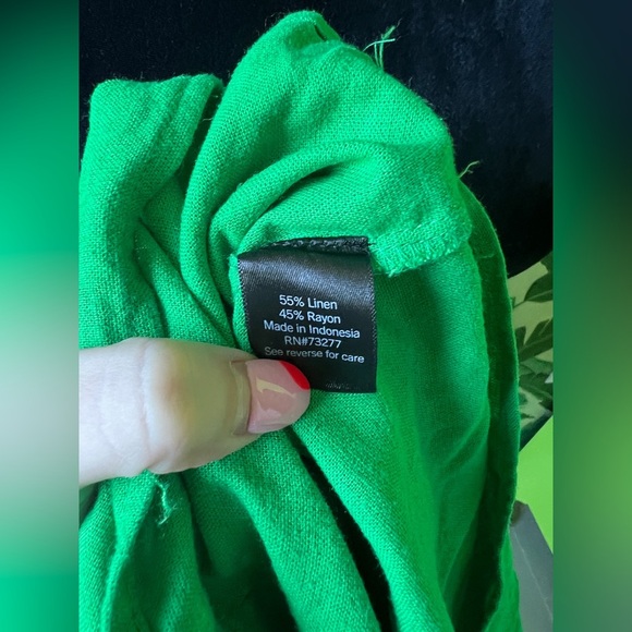 Simply Vera Wang Green Linen Blend Short Sleeve Blouse Top Size L - Picture 5 of 5